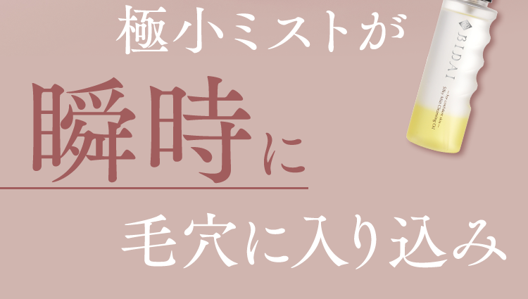 極小ミストが瞬時に毛穴に入り込み